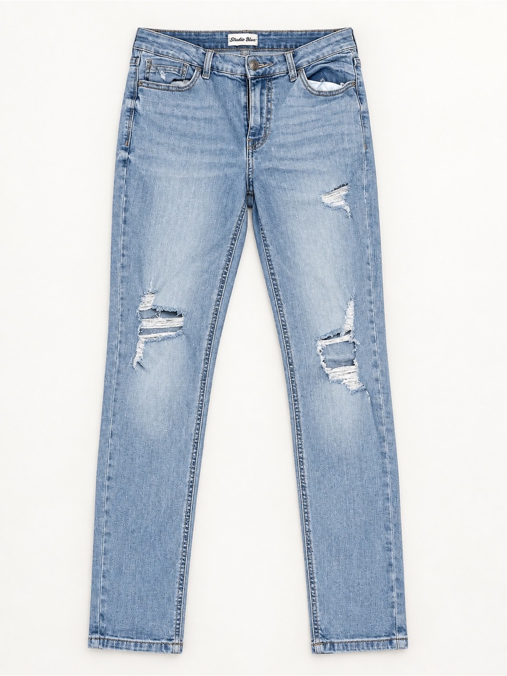 Studio Light Wash Ripped Skinny Jeans